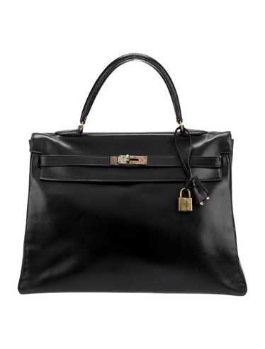 Hermès Top Handle Bag Vintage Noir Box Leather Gol