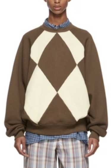 トップス Acne Studios Argyle Wool Sweater Brown Acne studios argyle sweater - Gem