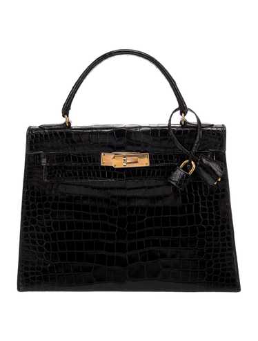 Hermès Top Handle Bag Vintage Noir Shiny Porosus C
