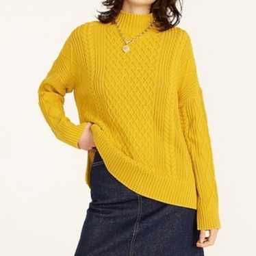 J. Crew Chunky Cable Knit Mock Neck Sweater Preppy