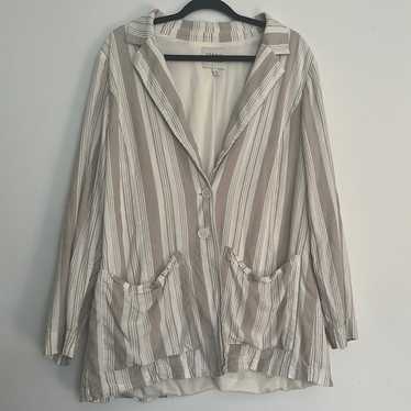 Torrid Two Button Linen Blend Pin Striped Blazer W