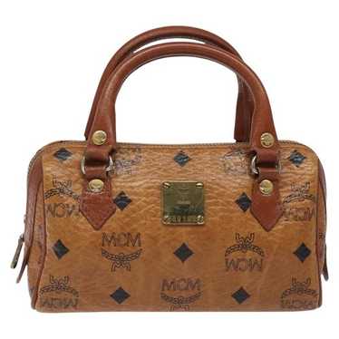 MCM Stark Visetos Brown Canvas Handbag Authentic