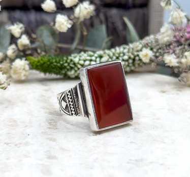 Red carnelian signet ring - Gem