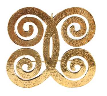 CHANEL Vintage Gold Hammered Metal Scroll Converti
