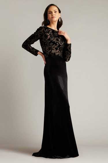 TADASHI SHOJI メタリック ウォーターフォール フラウンスガウン Tadashi Shoji Gown