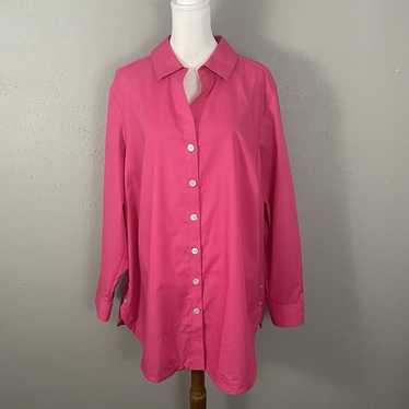 Foxcroft NYC Shirt Size 18W Pink Button Front Long