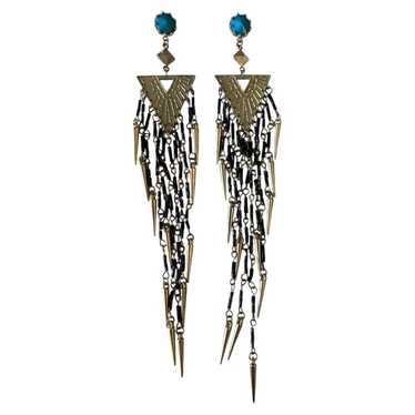 Boho Gold Turquoise & Black Dangle Tribal Festival