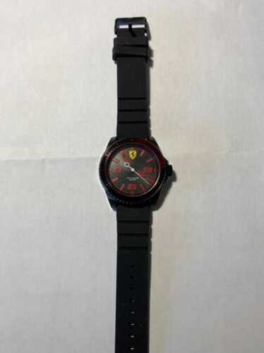 Ferrari 腕時計 ブラック/レッド Scuderia Ferrari Pilota Evo Black Leather Men's Chronograph