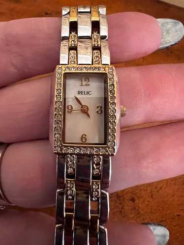 腕時計 y2k FOSSIL style Rare y2k FOSSIL Big Tic Watch, White w/ Steel Strap, JR-7843