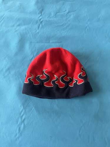 Y2K Red Flame Fire Beanie Winter Hat Skater Tony Hawk 90's