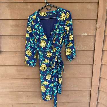 J.Crew Golden Floral Wrap Dress In 365 Crepe Sz 2 