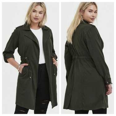 Torrid Women's Twill Drape Front Trench Rosin Size