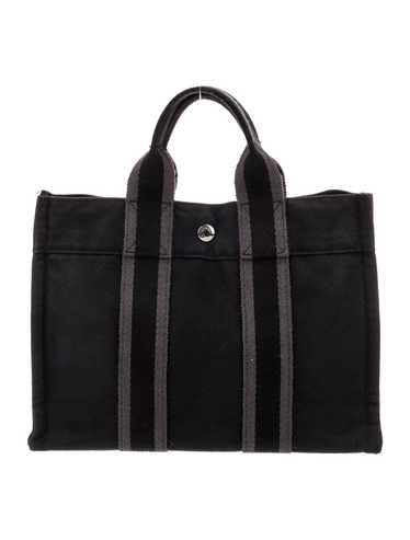 Hermès Top Handle Bag Vintage Noir Toile Officier 