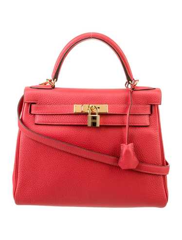 Hermès Top Handle Bag Rouge Pivoine Leather Gold-P