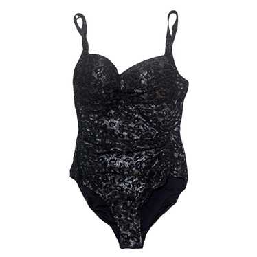 Nip Tuck 1pc Silver & Black Leopard Print Ruched … - image 1