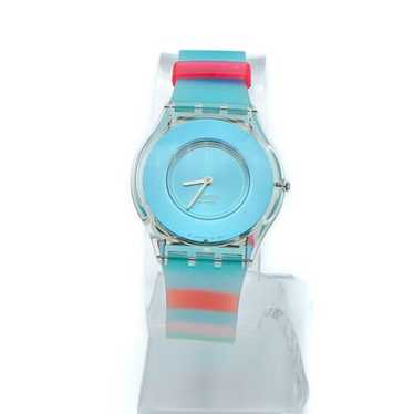 ACSS07S100C - SKIN IRONY 42 BLACK LEATHER STRAP - Swatch