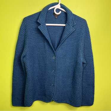 Talbots Navy Button Wool Cardigan Size Xl Petite F