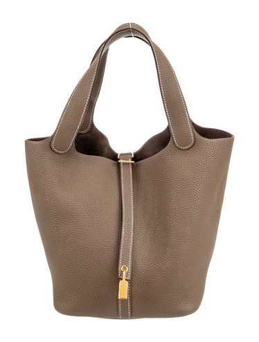 Hermès Top Handle Bag Étoupe Maurice Leather Gold-