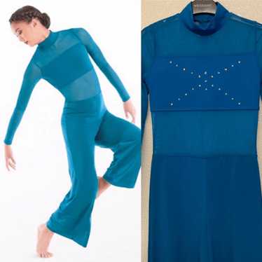 WEISSMAN Balera Dance Costume teal Culotte Unitar… - image 1