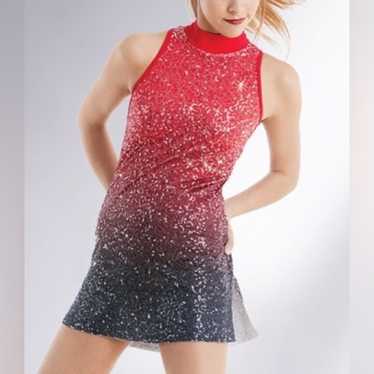 WEISSMAN Balera Dance Costume OMBRE red SEQUIN PE… - image 1