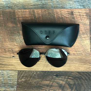 Diff Black Aviator Sunglasses