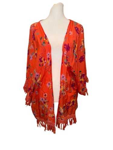 O'Neill Womens Kimono Open Front Crochet Fringe Fl