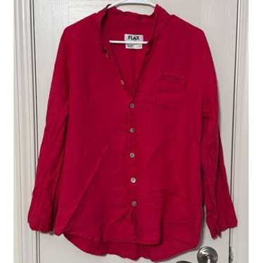 Flax Long Sleeve Red Button Up Blouse Women's Size
