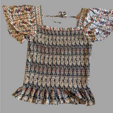 Rockin’ C Y2k Western Floral Smocked Women's Top