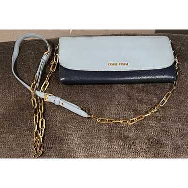 Authentic Miu Miu Wallet On A Chain, Blue With Go… - image 1