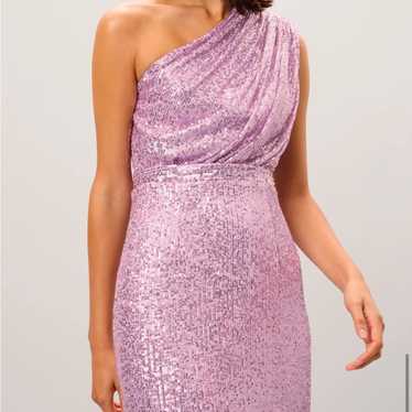 Mac Duggal Purple Sequined Ruched One Shoulder Gow