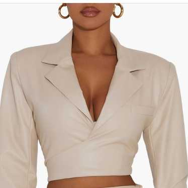 Naked Wardrobe Cream Ruched Mini Pencil Skirt