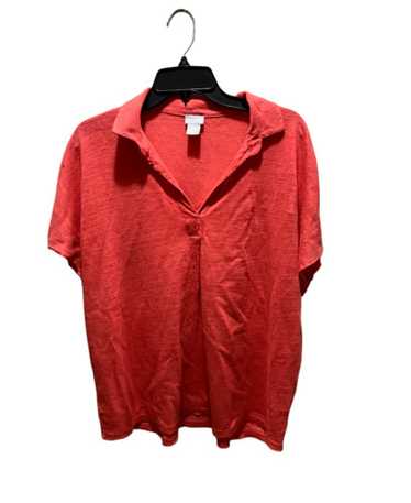 Chico's Top Womens Size 2 or 12-14 Linen Short Sle