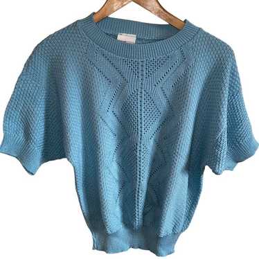 Vintage Haband For Her Blue Sweater Short Sleeve