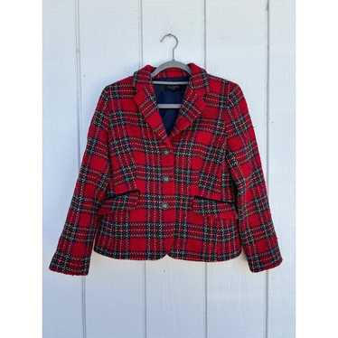 Talbots Christmas Plaid Tweed Wool Coat Blazer, Bu