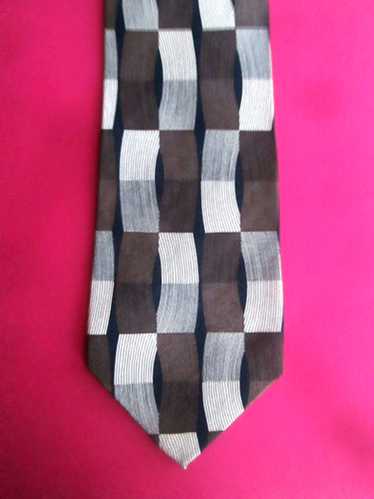Designer Albert Nipon Silk Necktie Brown Black Gra