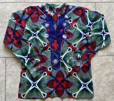 1970s Blue Dashiki Top // One Size // African Dashik… - Gem