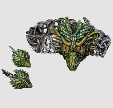 Kirks Folly Dragon Fantasy Bracelet Earrings