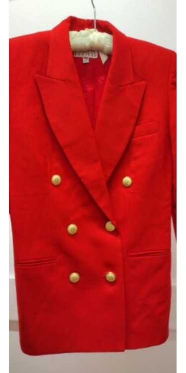 Vtg 90s Talbots Red Jacket Gold Color Button Wool 