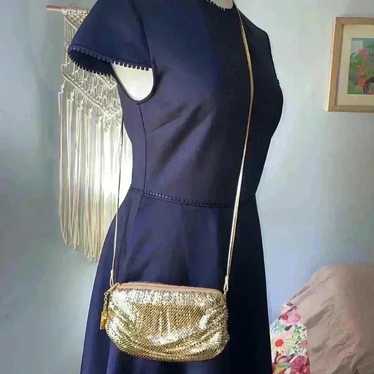 Vintage Whiting And Davis Gold Mesh Crossbody Purs