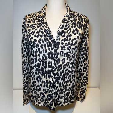 Leopard Print Button-Up Blouse - image 1