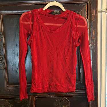 Jean Paul Gautier Red Long Sleeve Tank Top Top