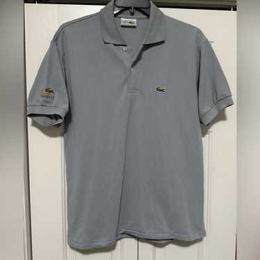 Vtg Chemise LACOSTE Greenish-blue 80's Cable-knit V-neck