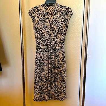 Bcbg Paris Cream/Black Twisted Ruched Dress