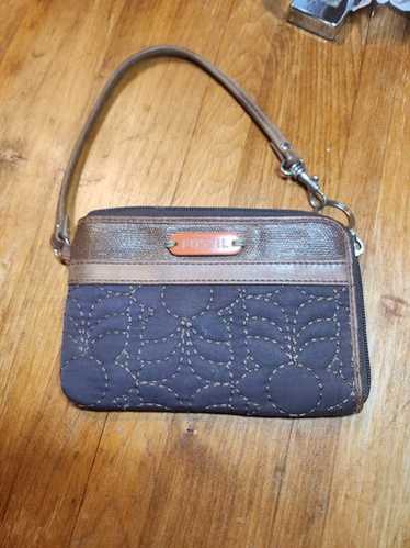 Fossil Key-Per QUILTED WALLET Zip Around LEATHER … - image 1