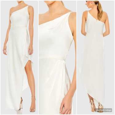 Nwot Mac Duggal One Shoulder White Satin Gown