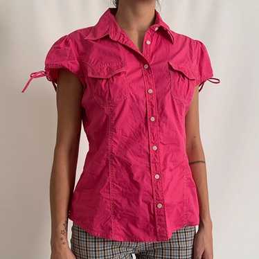 Pink Short Sleeve Button Down Shirt