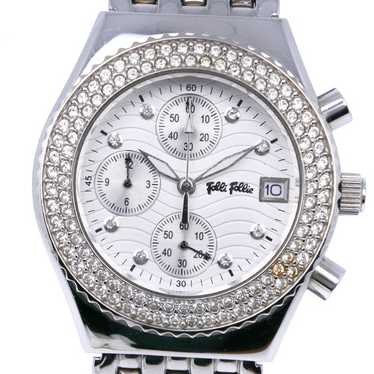 時計 folli follie mono tone watch& earrings Ladies Folli Follie Rose Gold Tone Shiny Rhinestone Fashion