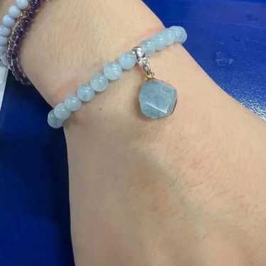 Aquamarine Gemstone Bracelet, Stretch Bracelet,Wom