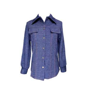 1970s Fuax Denim Button Up Collared Shirt - image 1
