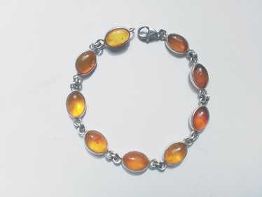 925 STERLING SILVER OVAL AMBER BRACELET